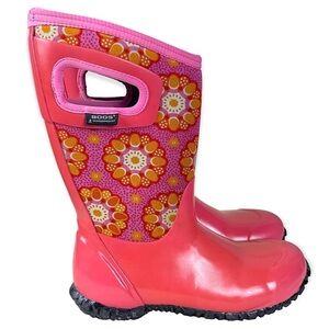Bogs Girls North Hampton Kaleidoscope Pink Mid-Calf Rubber Rain Boots Kids Sz 1
